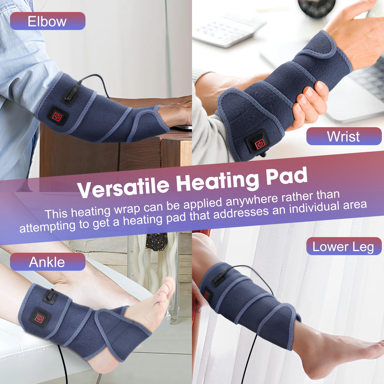 Electric Heated Pad Wrap Hot Compress Three-speed Temperature Control Plug-in Heating Pad Arms Elbows and Legs Warming Belt