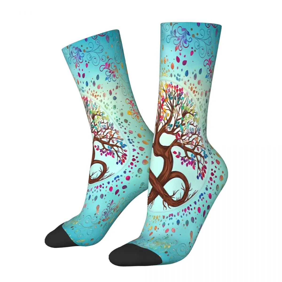 Blue Viking Tree of Life Yggdrasil Infinity Spiral Socks Male Mens Women Winter Stockings Printed