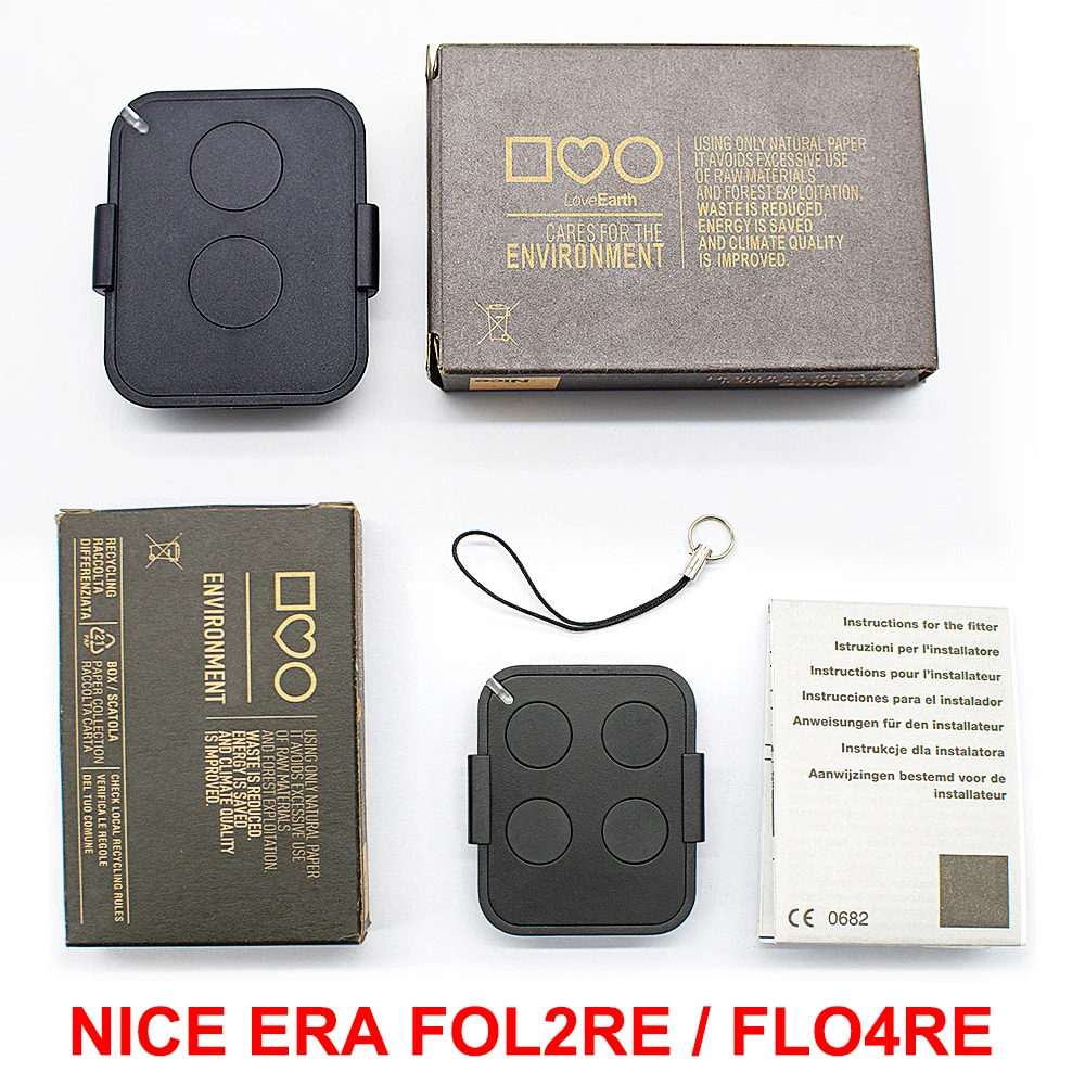 NICE FLO2RS FLO4RS FLO2RE FLO4RE ERA ONE INTI SMILO Garage Door Opener. NICE 433.92MHz Rolling Code Remote Control