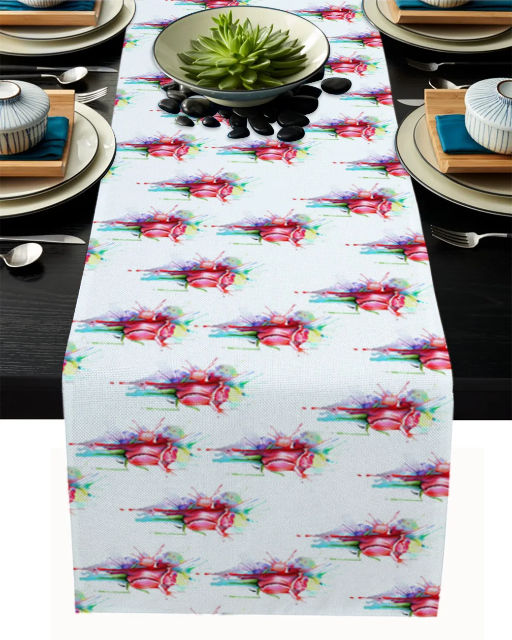 Rose Watercolor Inkjet Wedding Table Decoration Coffee Table Decor Dinner Table Decoration Table Runner Luxury