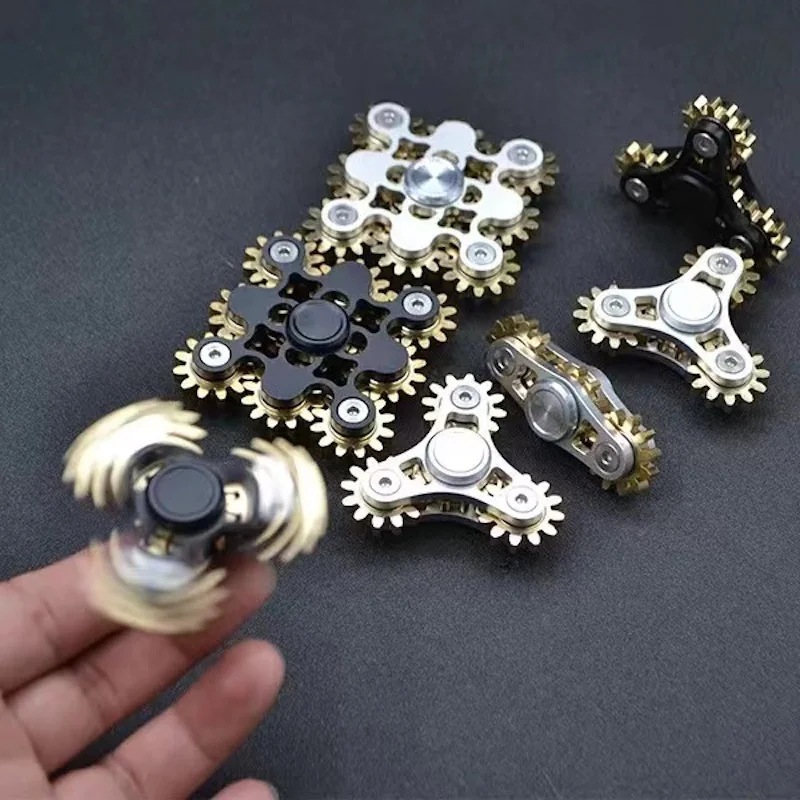 New design gear fingertip gyroscope rotor all copper Fidget nine tooth linkage EDC metal alloy rotor focusing decompression toy