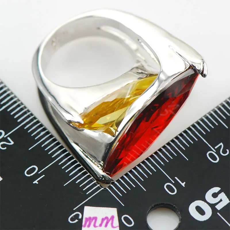 Huge Garnet Yellow Crystal Zircon 925 Sterling Silver Ring Size 6 7 8 9 10 R95 Women Fashion Jewelry Gifts Rings