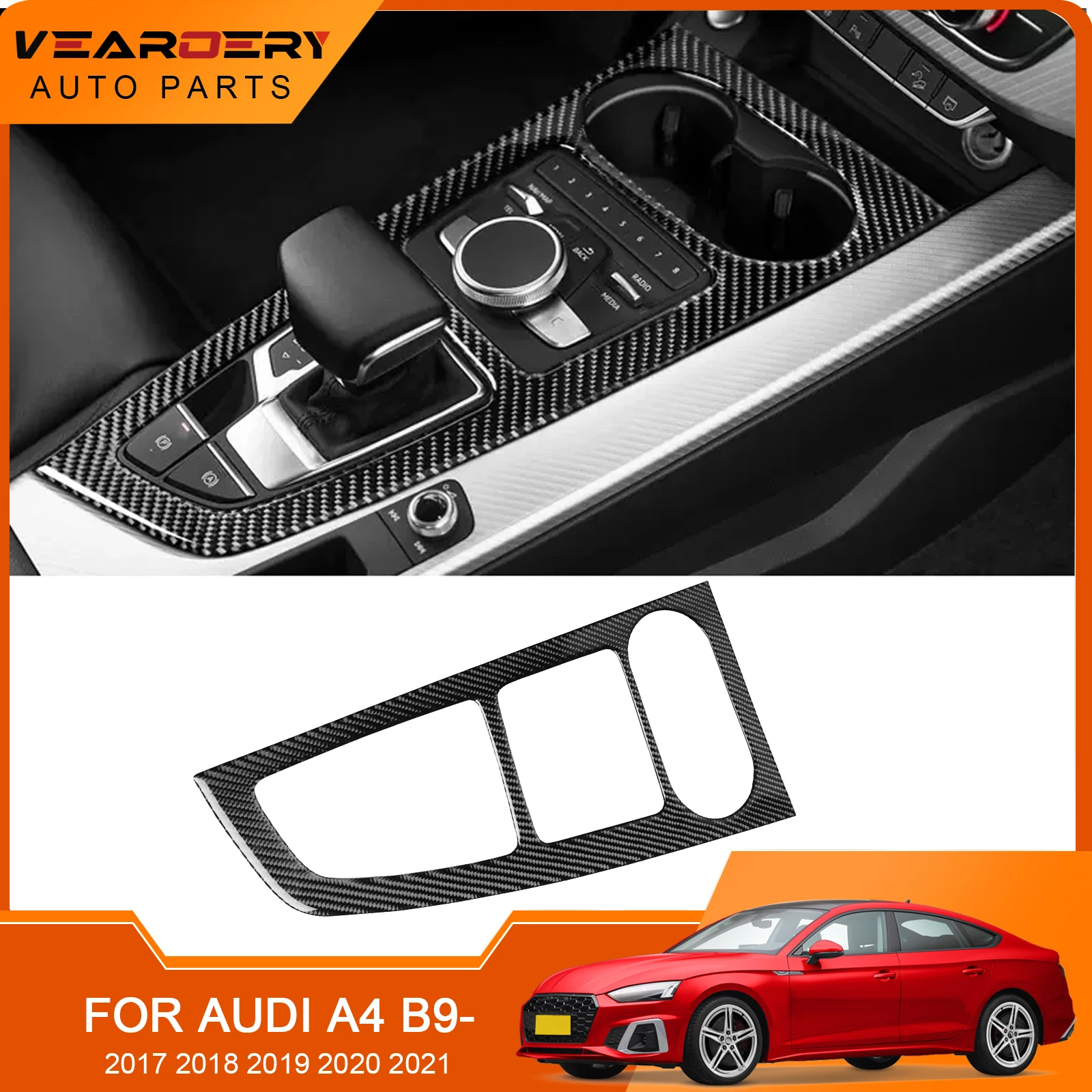 

Carbon Fiber Car Accessories Center Console Panel Cover Sticker Trim For Audi A4 B9 2017 2018 2019 2020 2021 LHD/RHD