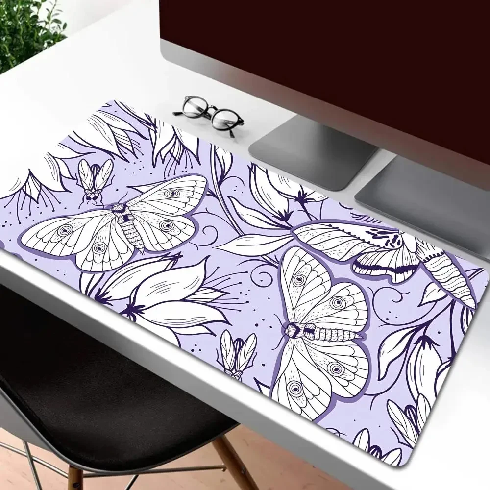 Aesthetic Butterfly Gothic Gaming Mouse Pad XXL Rubber Non-slip Mouse Pad Pink Purple Long Large Desk Gaming Mouse Pad 900x400mm