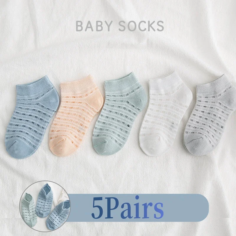 5 Paare/los Sommer Kind Baby Socke Baumwolle Plaid Dünne Hohl Kinder Socke Solide Candy Farbe Kleinkind Mädchen Mesh Socke Kleines mädchen Socke