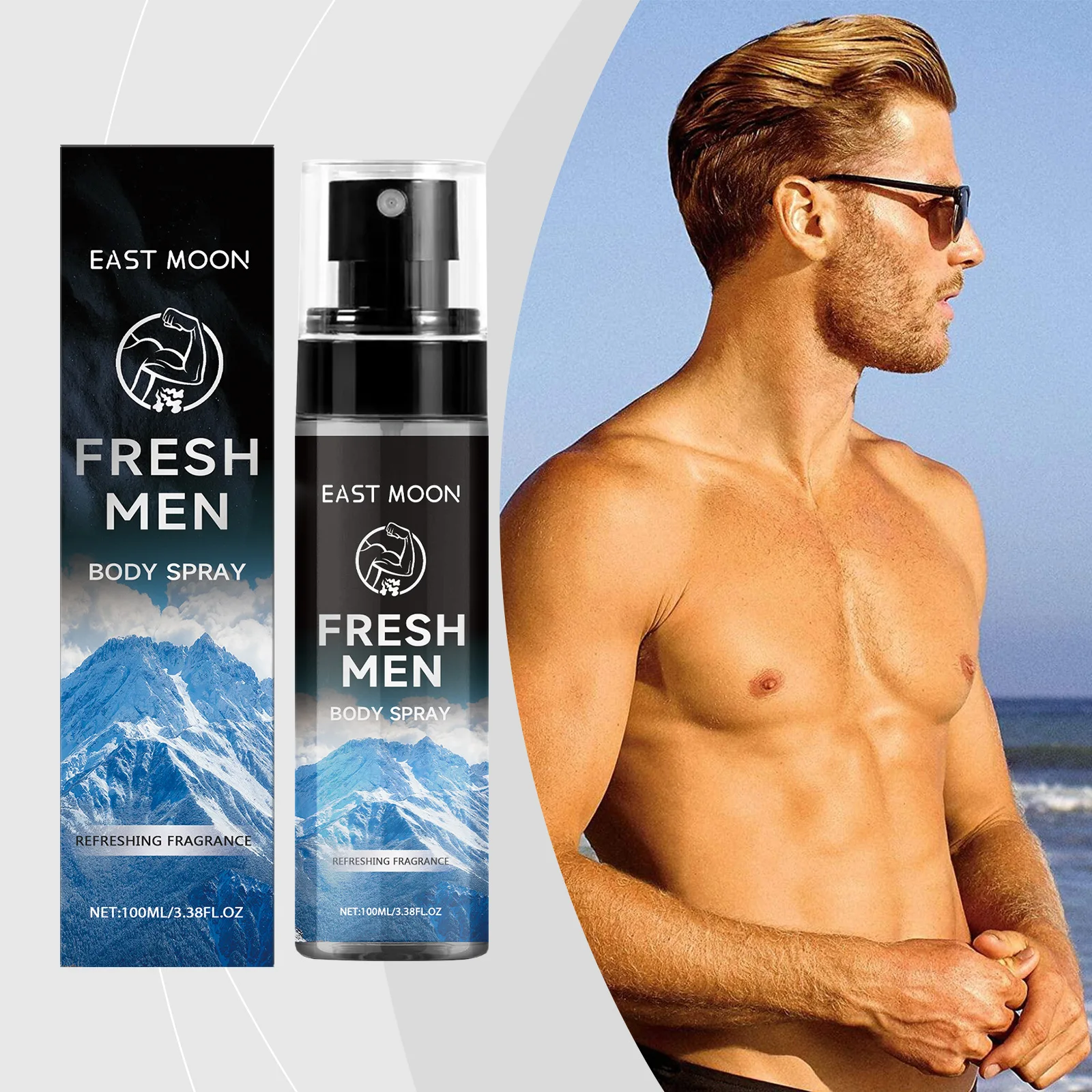 EAST MOON Herren-Körperspray, feuchtigkeitsspendend, langanhaltender Duft, tragbar, eleganter Charme, frisches Spray, Deodorant für Männer