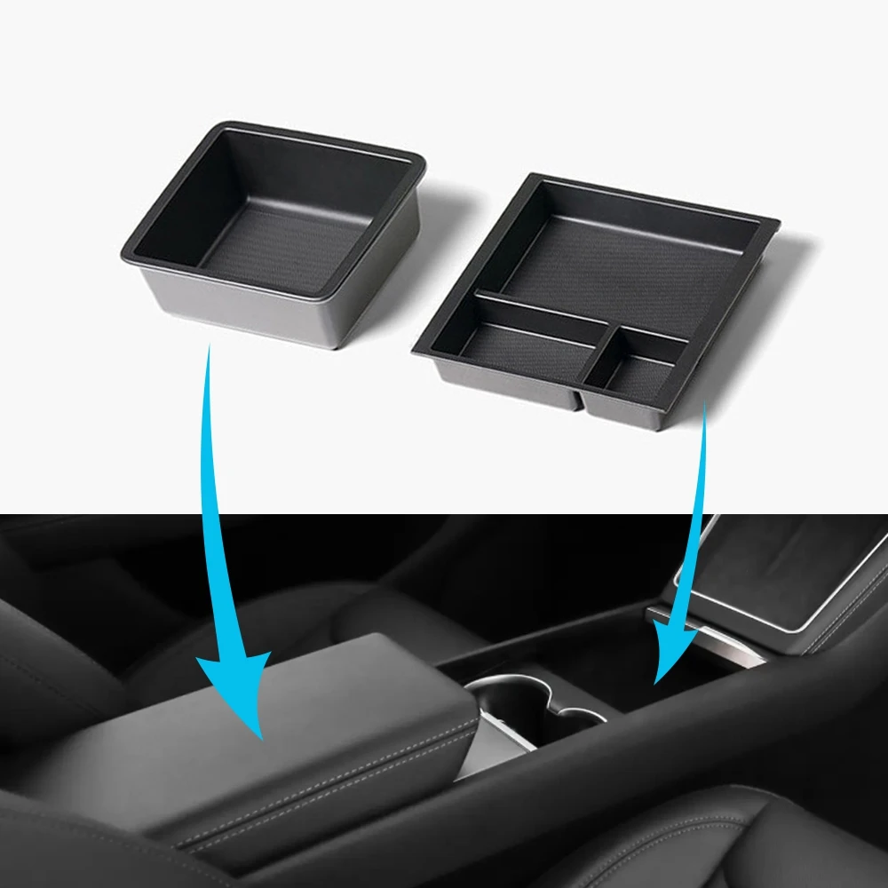 Upper Center Console Storage Tray Armrest Insert Privacy Secret Box Coaster Mat For Tesla Model 3 Highland 2024 2025 2026