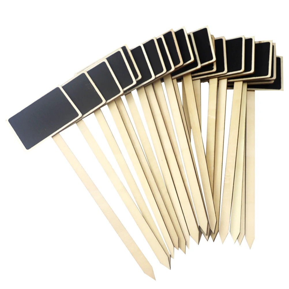 20Pcs Wood Blackboard Topper Chalkboard Sign for Plant Vase Desktop Marker Decor Chalkboard Signs Reusable