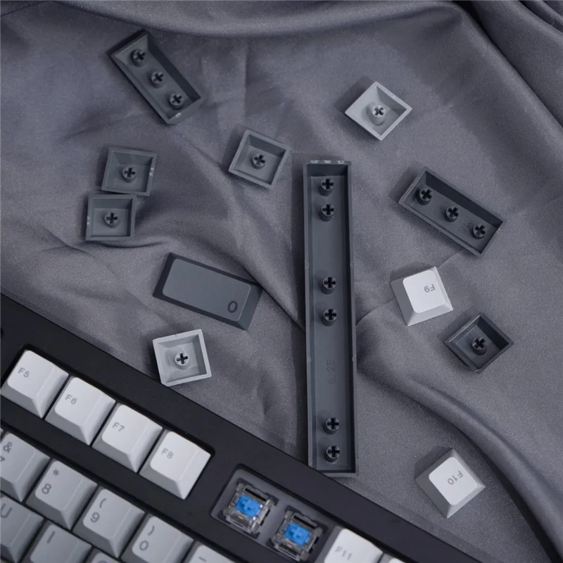 Keycaps gradiente cinza para teclado mecânico, topo, lado gravado, material PBT, sublimação de tintura, perfil cereja, 125 chaves