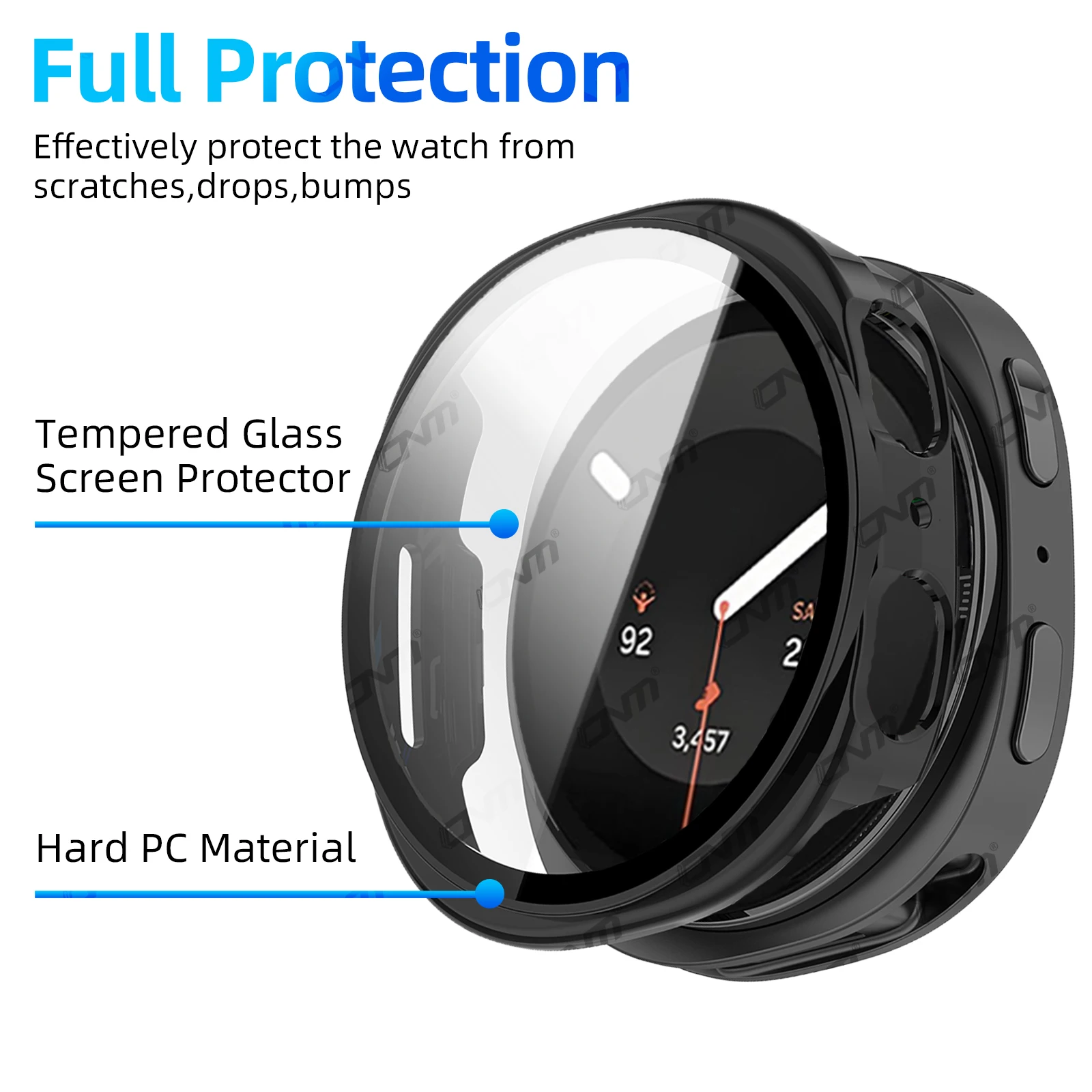 Glass+Case for Samsung Galaxy Watch 9 40mm/44mm Tempered Glass Screen Protector & Hard PC Protective Bumper Accessories