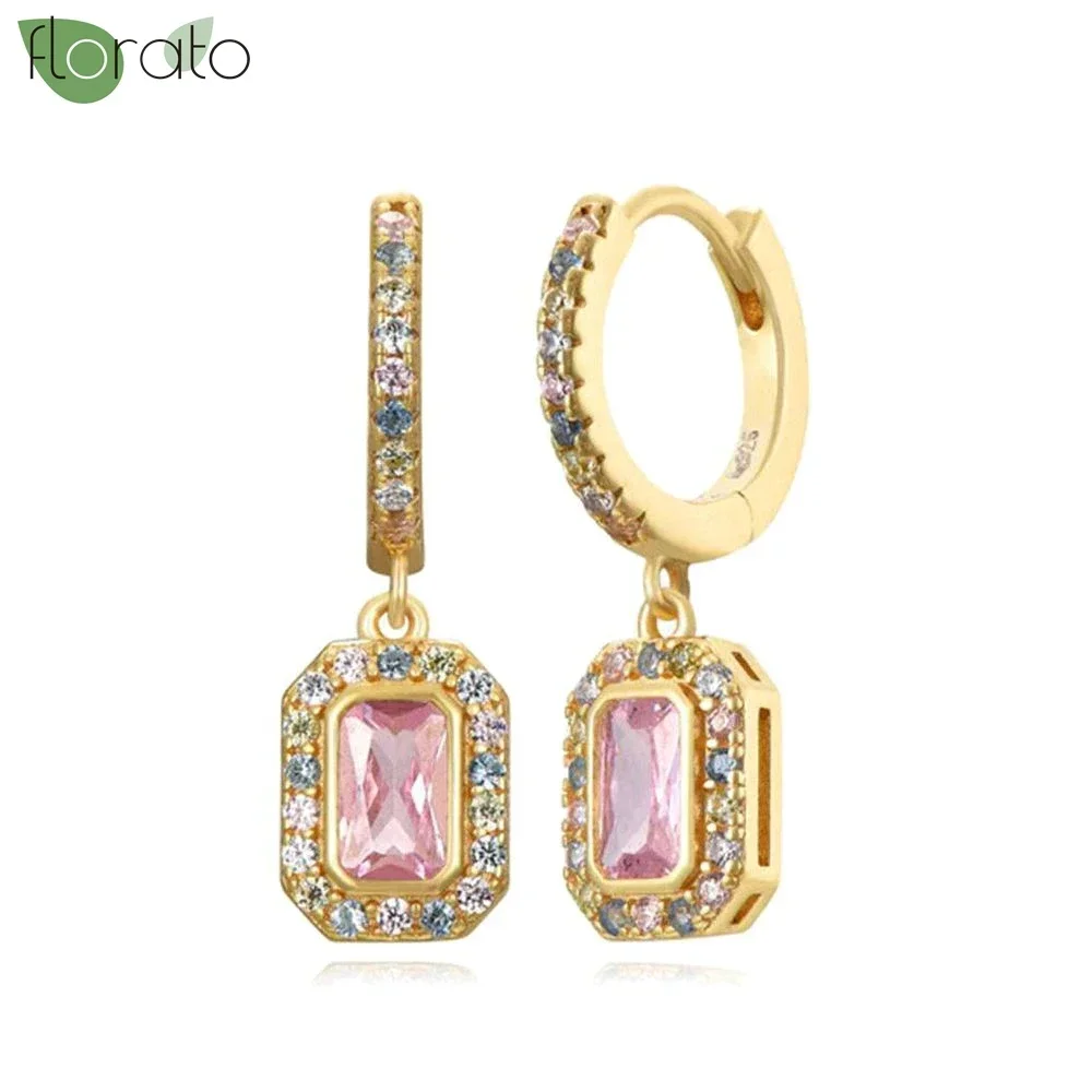 Orecchini pendenti in argento Sterling 925 con ago carino rosa zircone cuore orecchini a cerchio in oro moda per gioielli da sposa da donna 2023