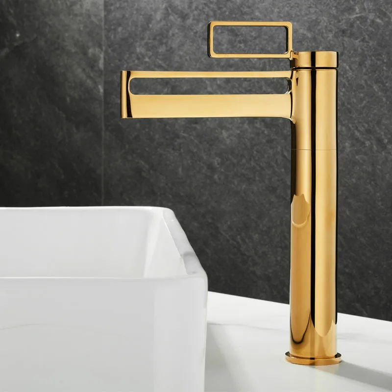 Creative Fashion Bathroom Basin Faucet Gold/Chrome Brass Hot And Cold Mixed Faucet Hollow out Single Handle Sink Tap Hollowed