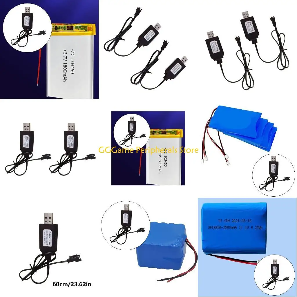 

U55B 2Pcs 4.8V USB Cable with SM2.0 2P Connectors for Excavators Remote