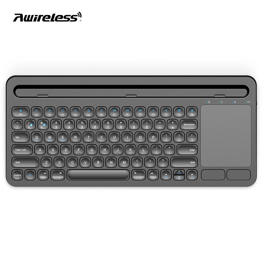 Multi-devices ABS Rechargeable Wireless Bluetooth Keyboard with Cradle and Touchpad for Tablet Phone