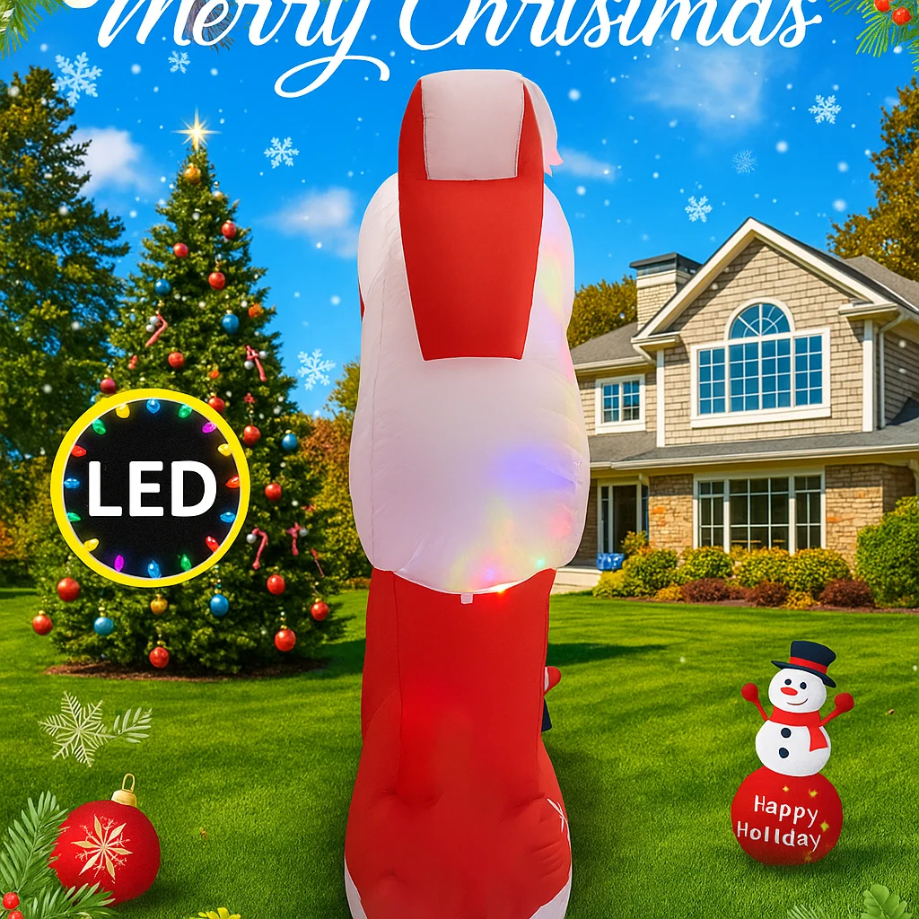 Illuminazione natalizia gigante da 7 piedi con luci a LED Natale gonfiabile Casa di Babbo Natale Elfo Forniture per prato di Natale Ornamenti per feste in casa