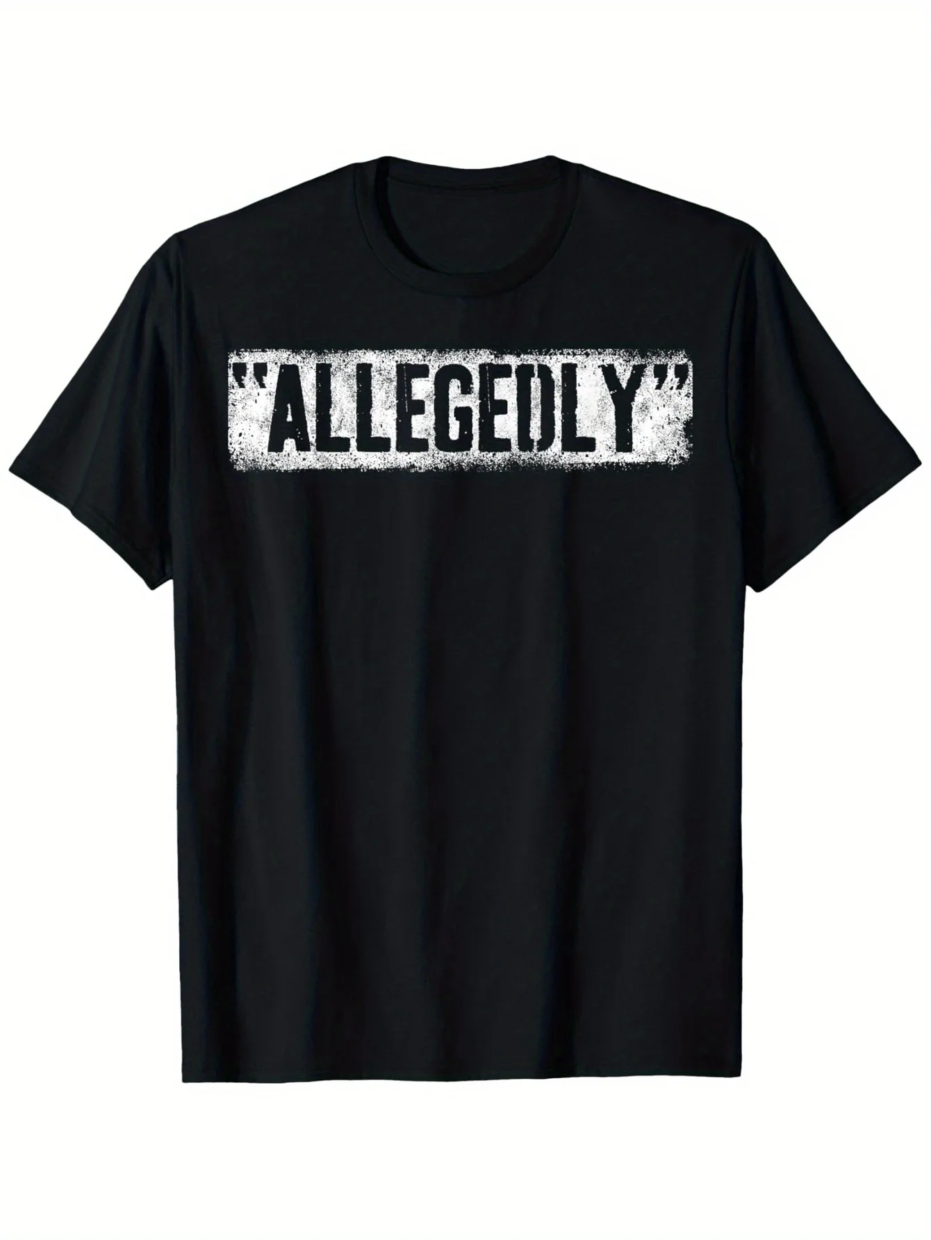 

100% Cotton 'Allegedly' Graphic T-Shirt for Men Women Black Casual Lawyer or Attorney Gift, Crew Neck, Short Sleeve