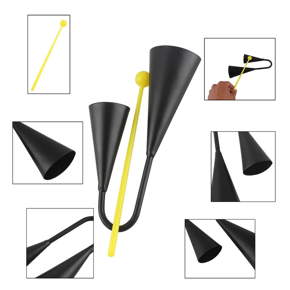 ​Handheld Two Tone Metal A-go-go Bell​ ​Iron ​With Stick​ ​Cowbell​ ​Binaural Samba Cowbell​ ​Latin Percussion Instrument​