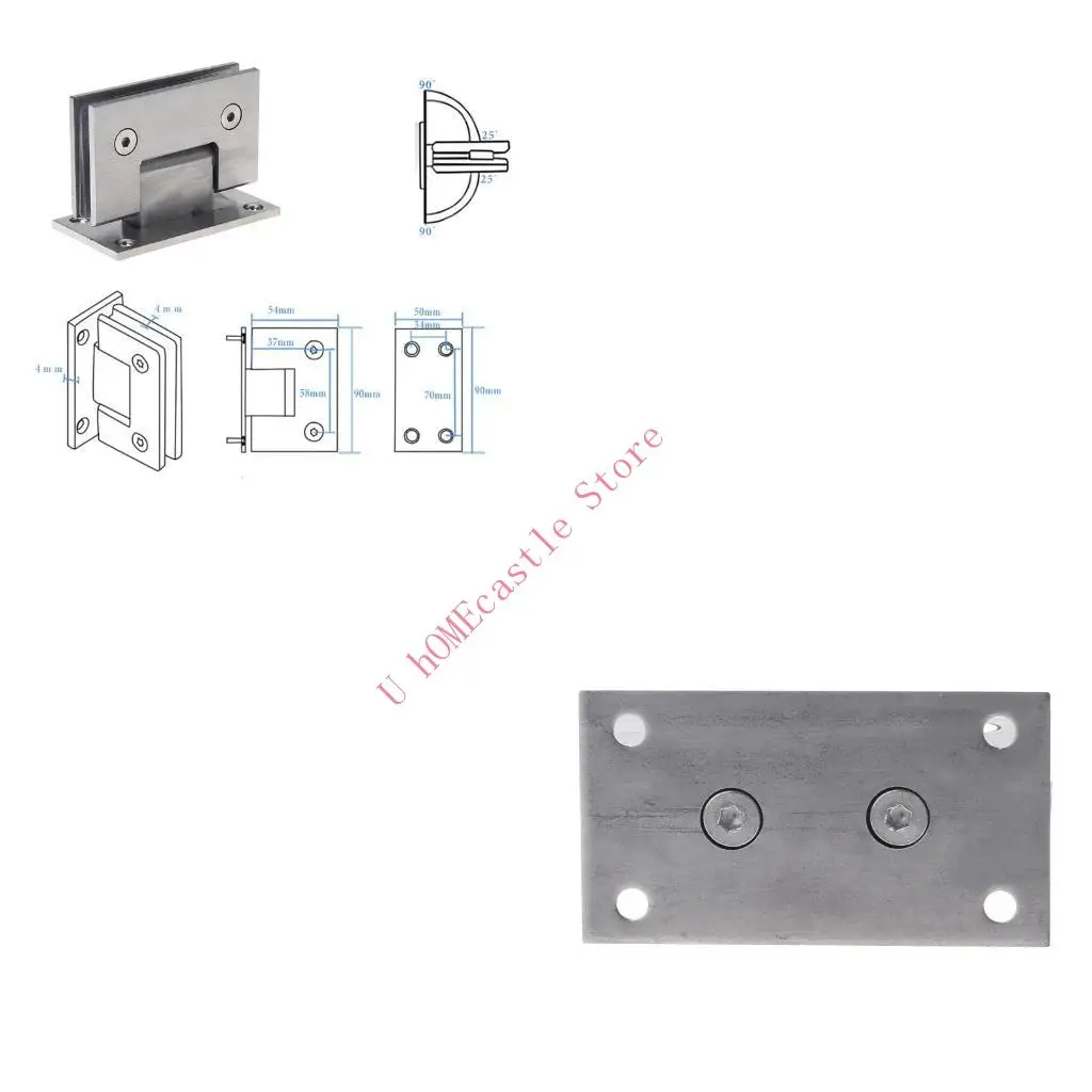 

63HF 8-12mm Glass Door Hinge Bathroom Shower Door Frameless Bracket Wall Mounted Door