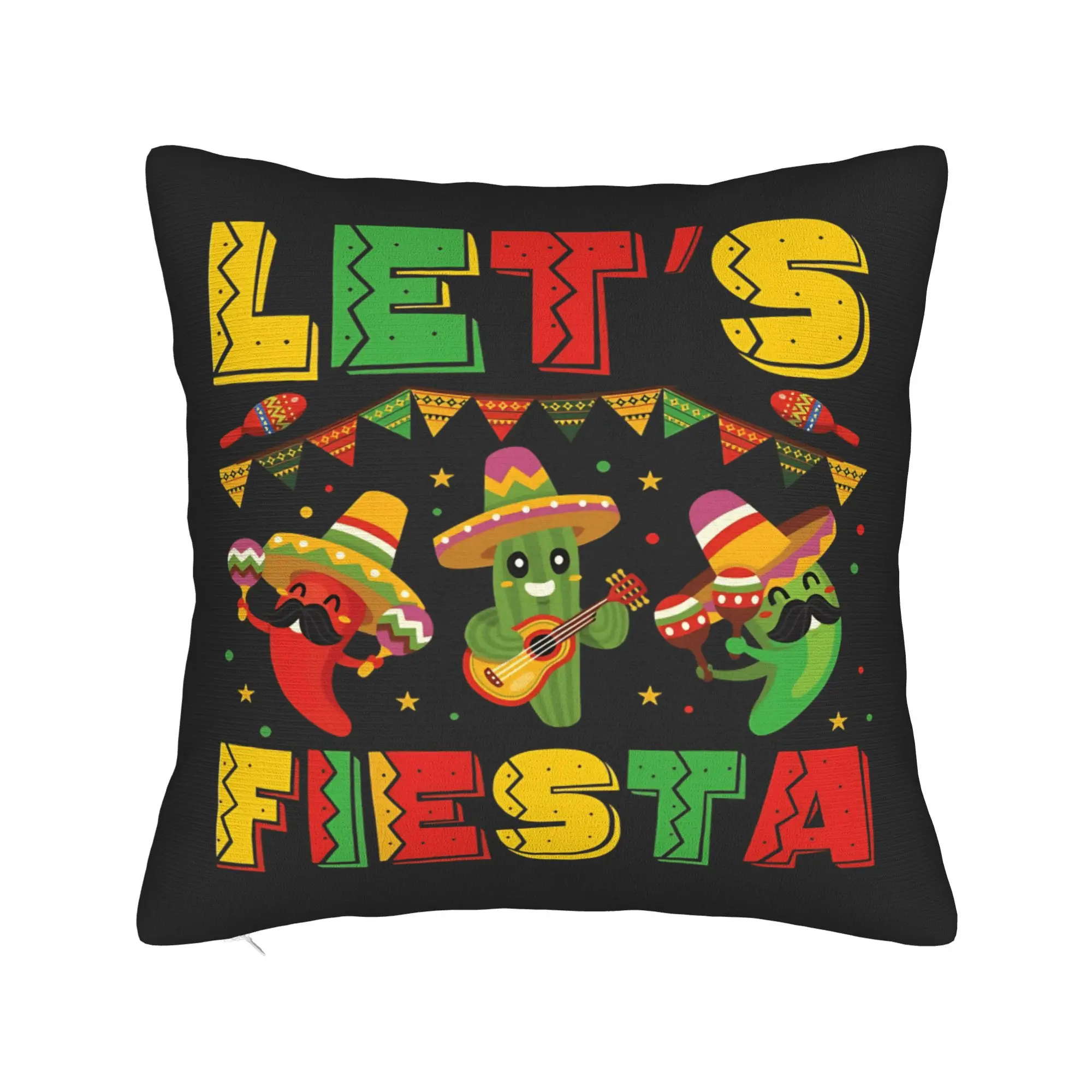 Let's Shirt Party Fiesta Pillow Case  Soft Pillow Cover Retro Trendy Pillowcases For Sofa Couch Bed Living Room