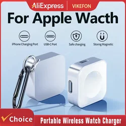 Portable Wireless Watch Charger Type C 8pin Two interfaces For Apple Watch S9 8 7 6 5 4 3 2 1 SE Ultra Series Fast Charger