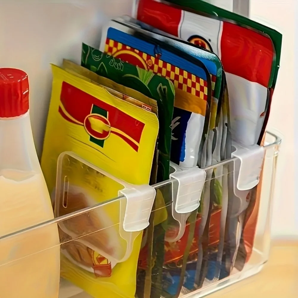 8pcs Refrigerator Side Door Sorting Partition Card Buckle Kitchen Bedroom Storage Storage Sorting Box Space Division
