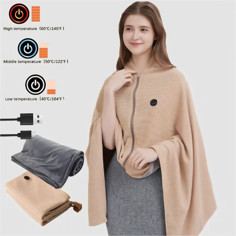 Office Wearable USB Electric Heated Blanket Washable Body Warmer Blanket Home 5v 3 Heated Level Throw Blanket 9 Heated Areas