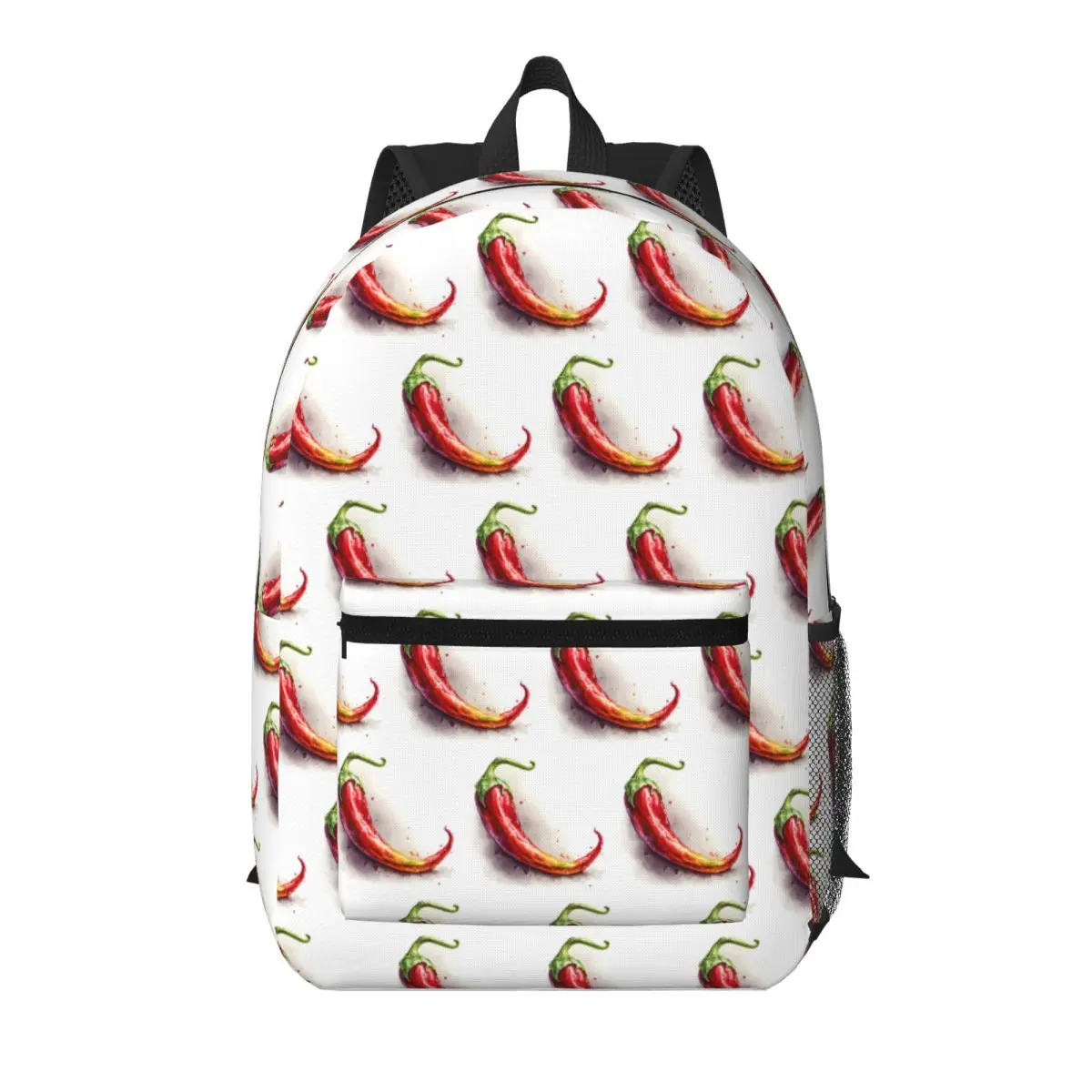 

Fresh Colorful Chili Realistic Student Backpack School Bag Hiking Travel Daypack for Boys Girls Bookbag Shoulder Bags