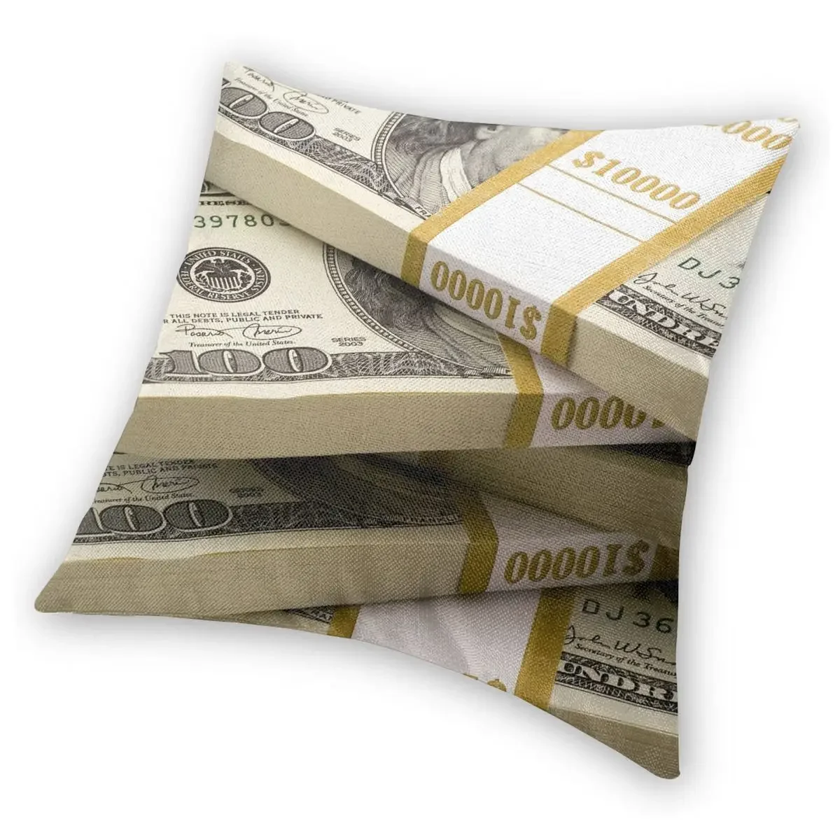 100 Dollars Banknotes Pillowcase Printed Polyester Cushion Cover Decor Throw Pillow Case Cover Home Square 40*40cm