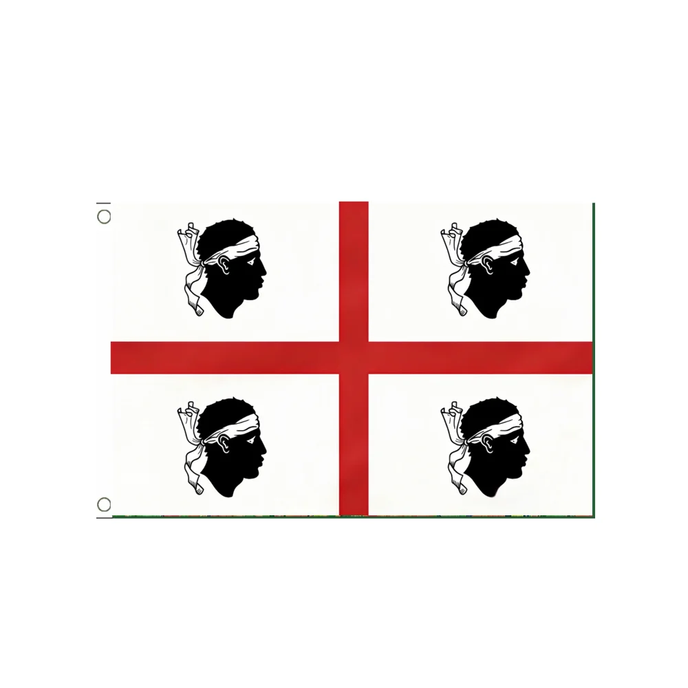 Sardinia Flag 2x3ft 3x5ft - Italian Regional Banner with Four Moors Design Polyester for Indoor Outdoor Decor