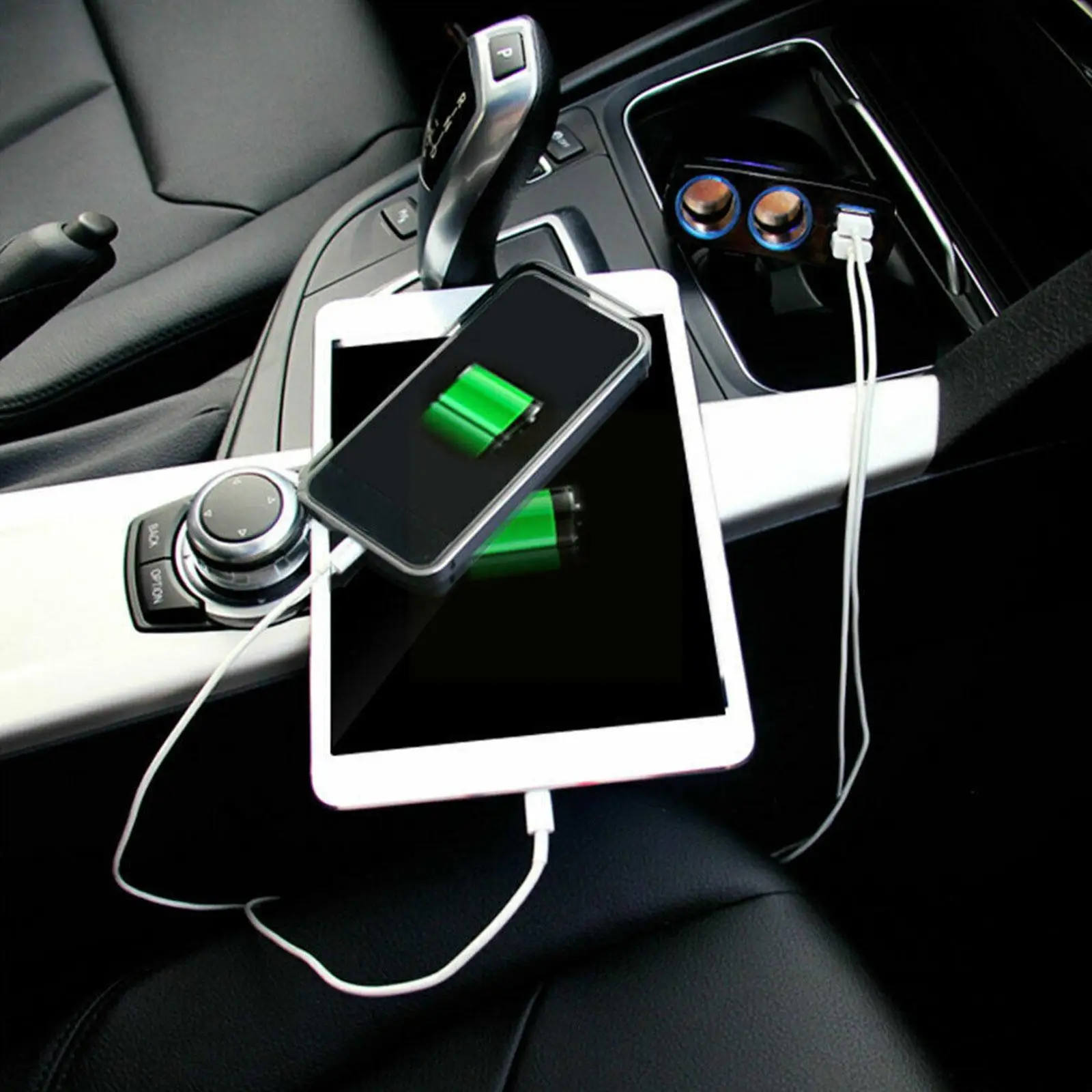 USB 12V/24V 2 Way Car Cigarette Lighter Auto Socket USB Power Dual Vehicle Lighter Adapter Splitter Universal Charger R7O3