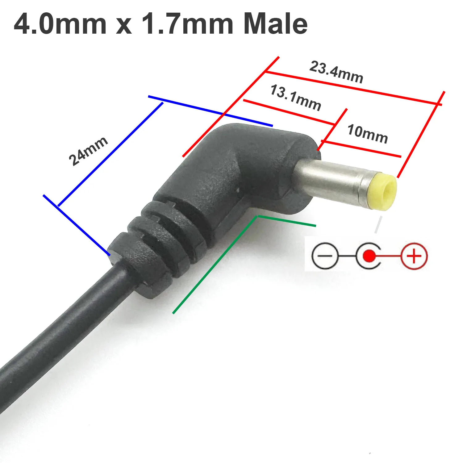 Câble d'alimentation cc à Angle droit, 2 pièces, 4.0mm 1.7mm, prise à 90 degrés 12V 24V pour caméra de vidéosurveillance, bande lumineuse LED, routeur, cordon d'alimentation pour caméra de tableau de bord