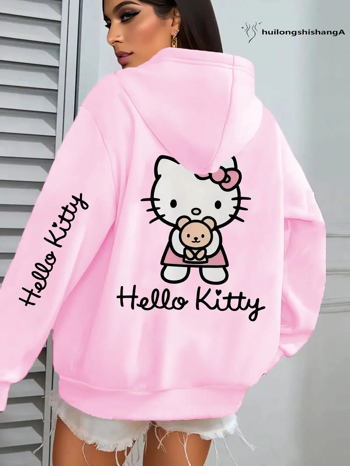 

Толстовки с принтом Hello Kitty, осень 2023, новый модный пуловер, повседневная модная рубашка большого размера Y2k, женская одежда, женская одежда
