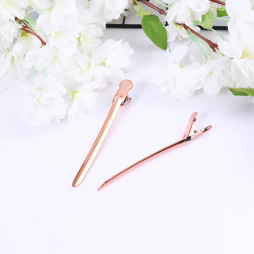 24Pcs Hairdressing Sectioning Clips Stainless Steel Hair Clips for Salon Styling Professional Home Barber Shop Rose Gold