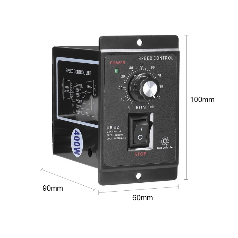 ABFT-400W 모터 속도 컨트롤러 AC 220V 모터 속도 레귤레이터 컨트롤러 정방향 및 역방향 모터 거버너 컨트롤러