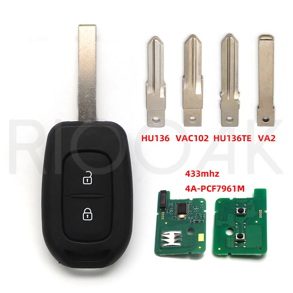 2B Remote Car Key 433mhz PCF7961M 4A for Renault Sandero Dacia Logan Lodgy Dokker Duster Trafic Clio4 Master3 VAUXHALL VIVARO