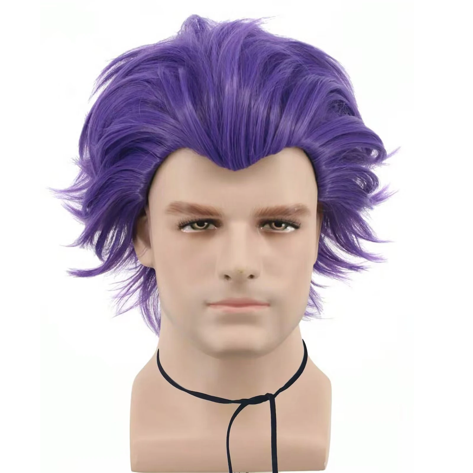 10Inch Synthetic Hair Purple Short Straight Shinsou Hitoshi Cosplay Wig for Halloween Christmas School Thanksgiving Day