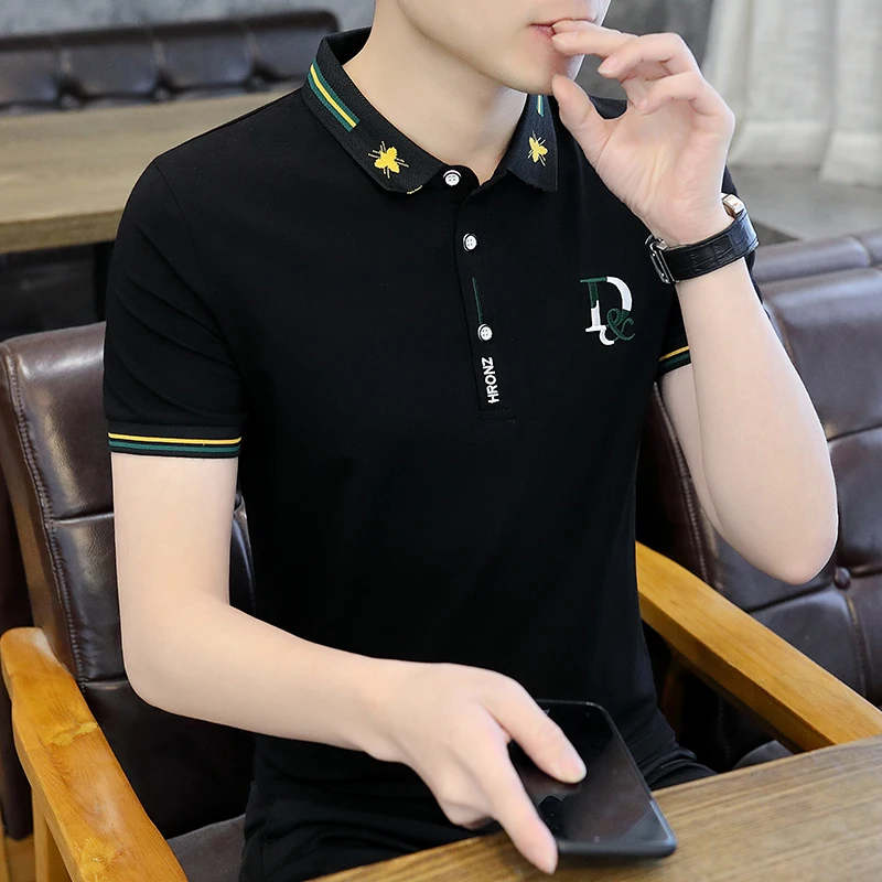 

Slim Fit ort Sve irt Men's Cotton T-irt Korean Sle Summer New Faion Print Base irt Youth ulari