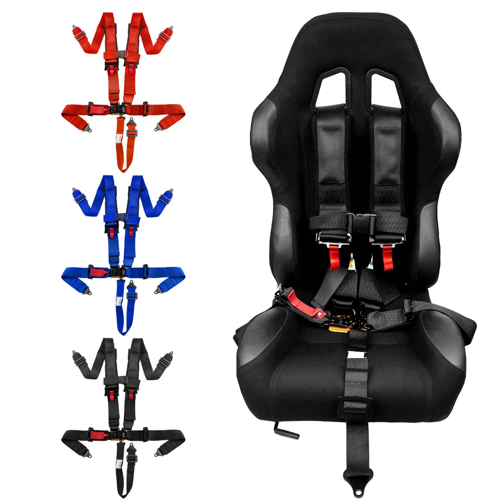 Racing Seat Belts 3Inch Universal Adjustable 5 Point Car Safety Harness with Sponge Shoulder Pads Latch Lock Kart Seat Belts
