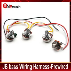 2V1T Jazz Bass Wiring Harness 2 Volume 1 Tone .047 Cap 250k Pots Set