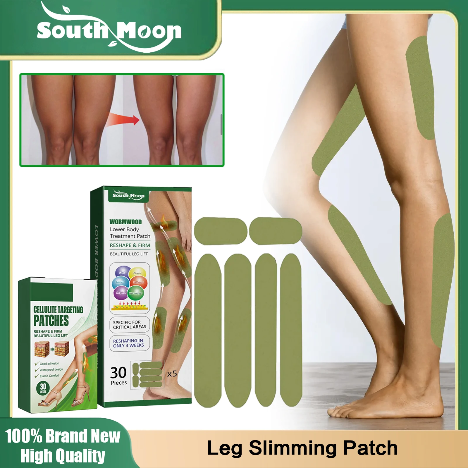 Leg Slimming Patch Thigh Shaping Tightening Firming Leg Muscle Anti Cellulite Promote Fat Burning Wormwood Leg Lifting Sticker