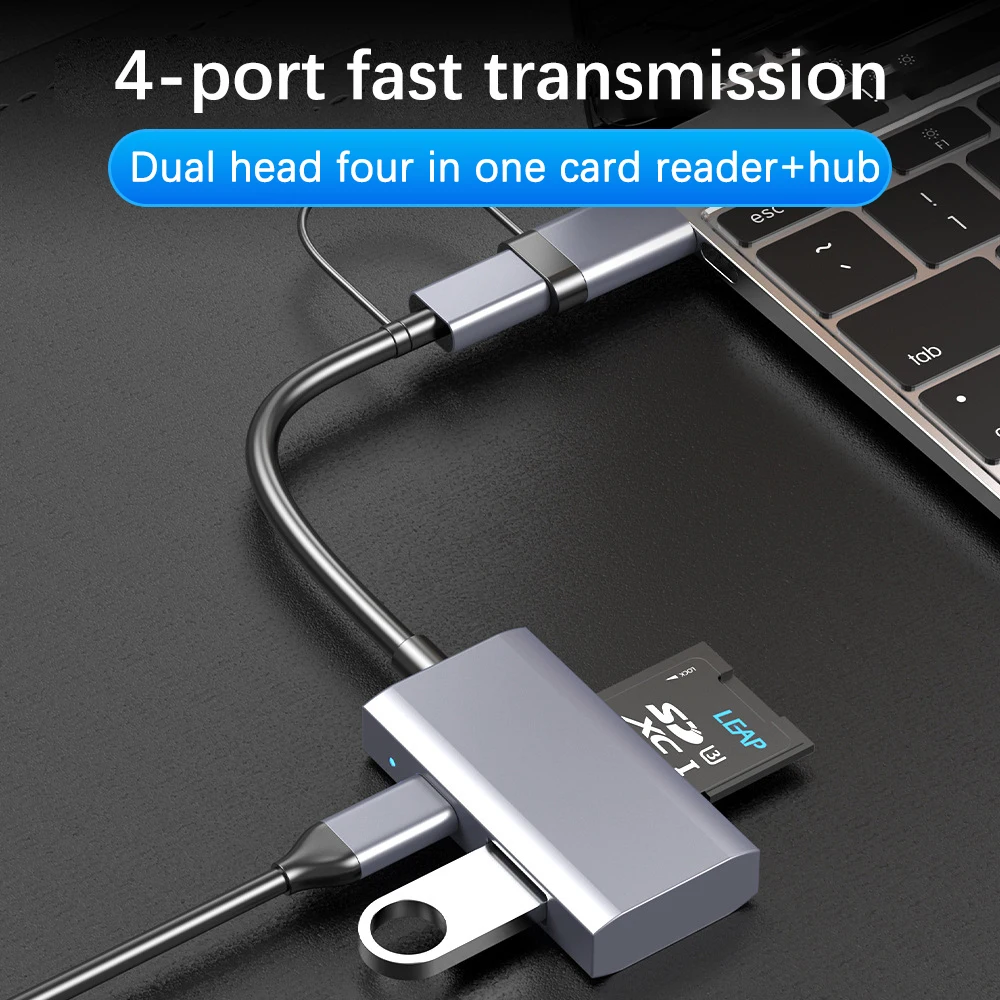 UTHAI TF24 ملحقات الكمبيوتر المحمول Type-C إلى USB 3.0 HUB SD TF هاتف الكمبيوتر OTG متعدد الوظائف قارئ بطاقات عالي السرعة