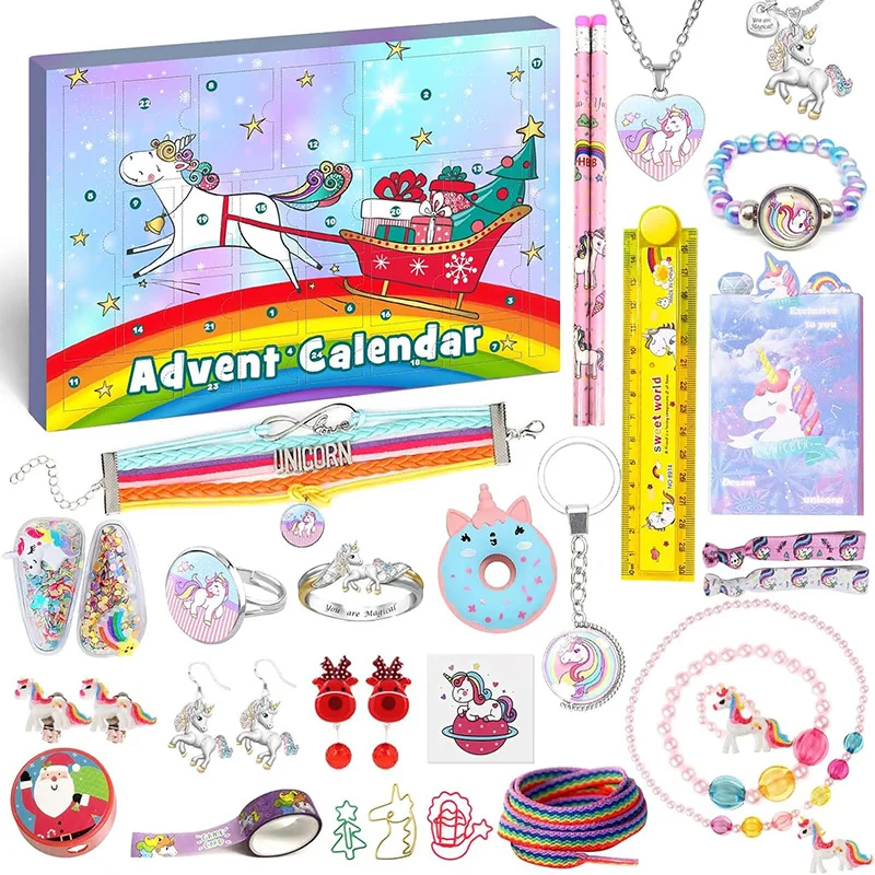 

Unicorn Advent Calendar for Girl 2024 Christmas, 24 Days Novelty Gifts, Unicorn Stationery, Accessories, Jewelry, Countdown Days