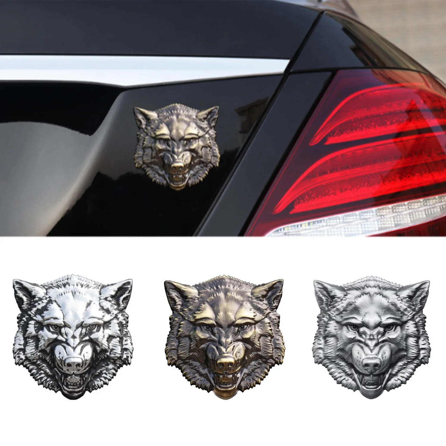 1pcs 3D Roaring Wolf car Emblem, Decorative Items. Suitable for Decorating the Rear Side of Cars,Trucks,and SUV,Waterproof