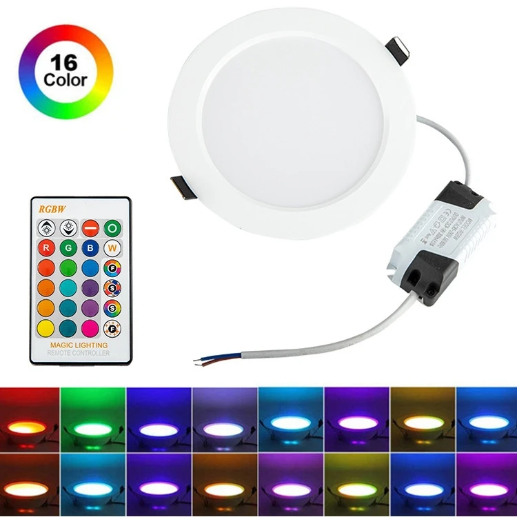 5W 10W Remote Control Colorful RGB LED Downlight Home Round Ceiling Light Dimmable Recessed Lamp RGBW Spotlight Indoor Decor