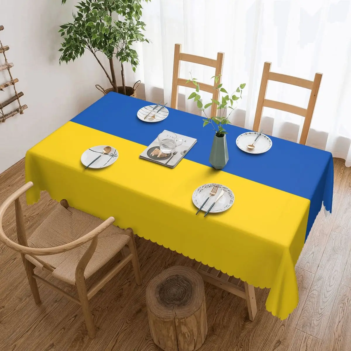 Custom Rectangular Waterproof Flag Of Ukraine Table Cover Table Cloth Tablecloth for Picnic