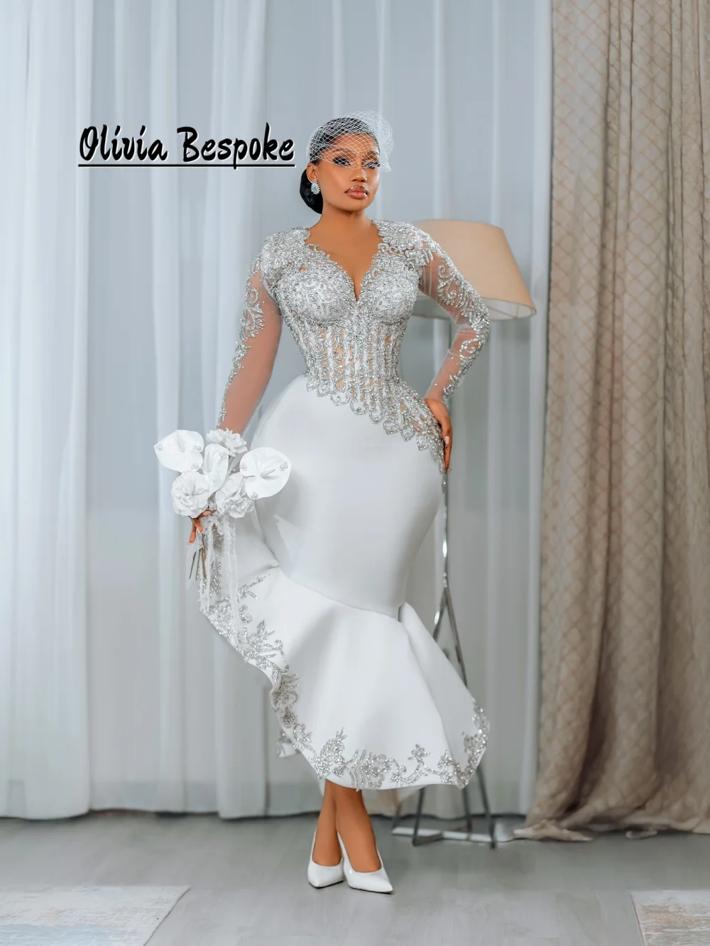 Unique Aso Ebi Mermaid Short Wedding Dresses For Bride Luxury Beadings African Bridal Dress vestidos de novia 2027 Customized