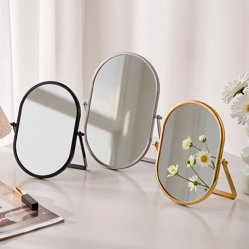 Foldable Oval Makeup Mirror - Compact Travel Vanity Mirror for Bedroom, Tabletop Desktop Portable Makeup Mirror