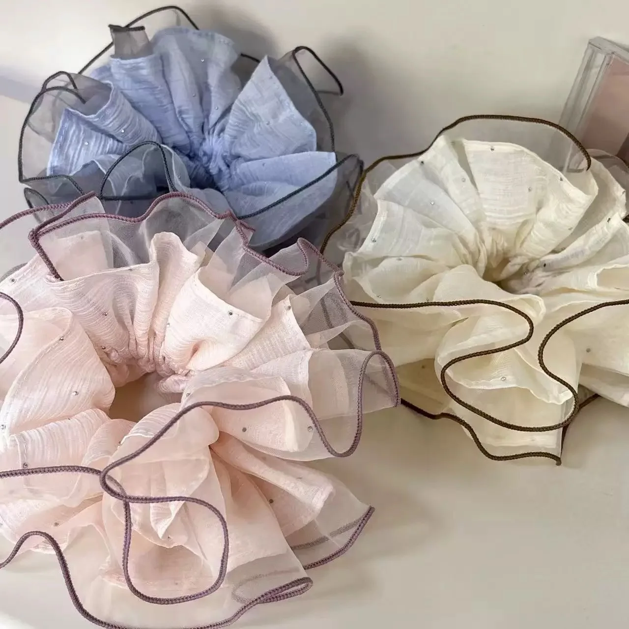 

Korean Style Mesh Scrunchies Elastic Rubber Hairbands For Women Girls Ponytail Holder Tie Fashion Hair Accessories