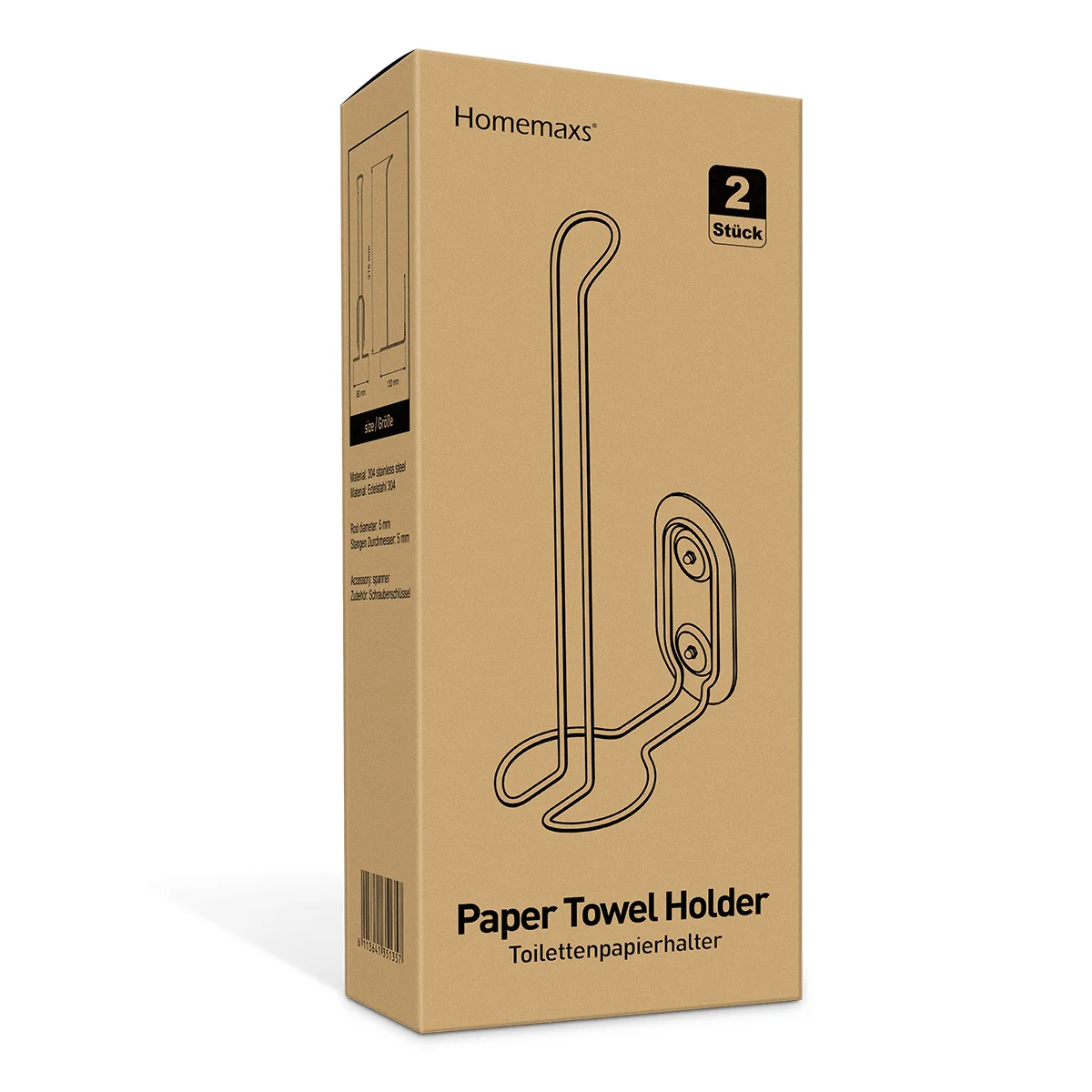 

2Pcs 304 Stainless Steel Paper Towel Holder Hanging Tissue Rack for Home Kitchen Any Size Hanging Towel Stand