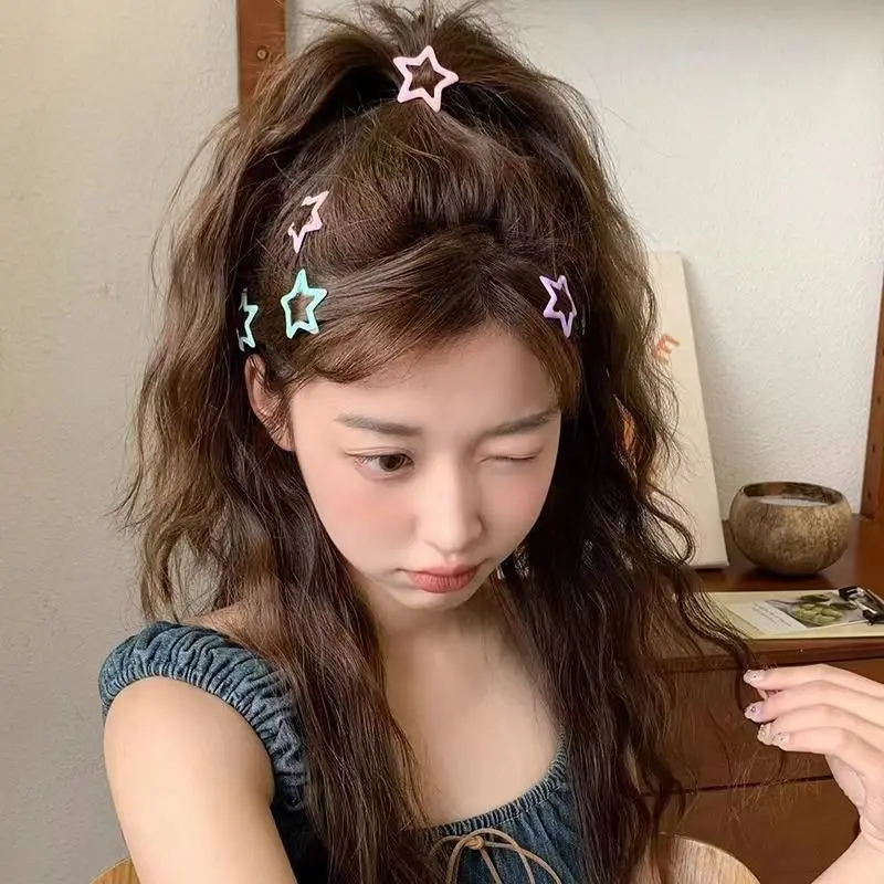 10pcs Colorful Star BB Hair Clips Girls Y2K Cute Star Barrettes Women Simple Metal Snap Clip Headdress Hair Jewelry Accessories image 2